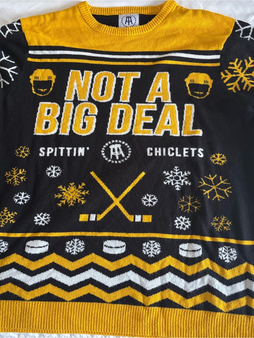 Not A Big Deal Men's Crewneck Holiday Sweater - Black & Gold XL